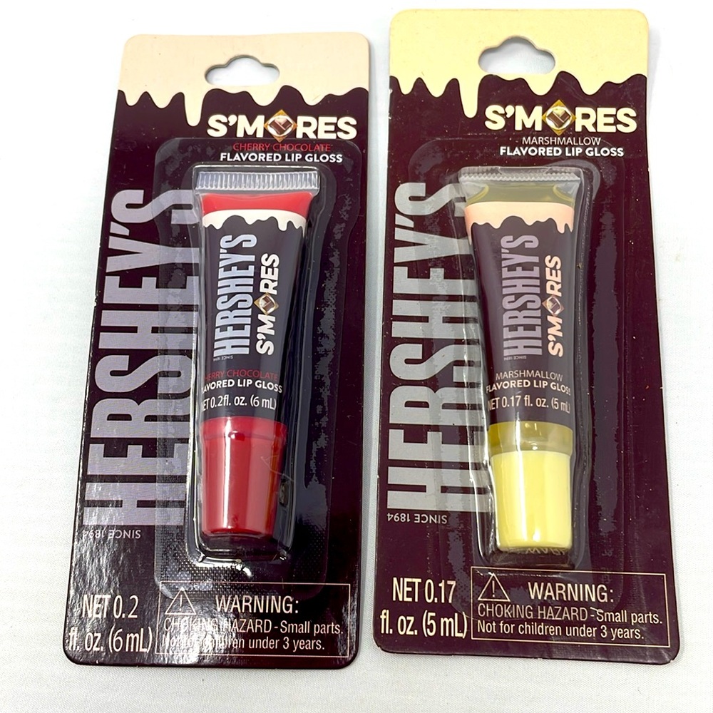 🍒3 for 25 🍒 Hersheys S’Mores Lip Gloss lot 2 Cherry Chocolate and Marshmallow